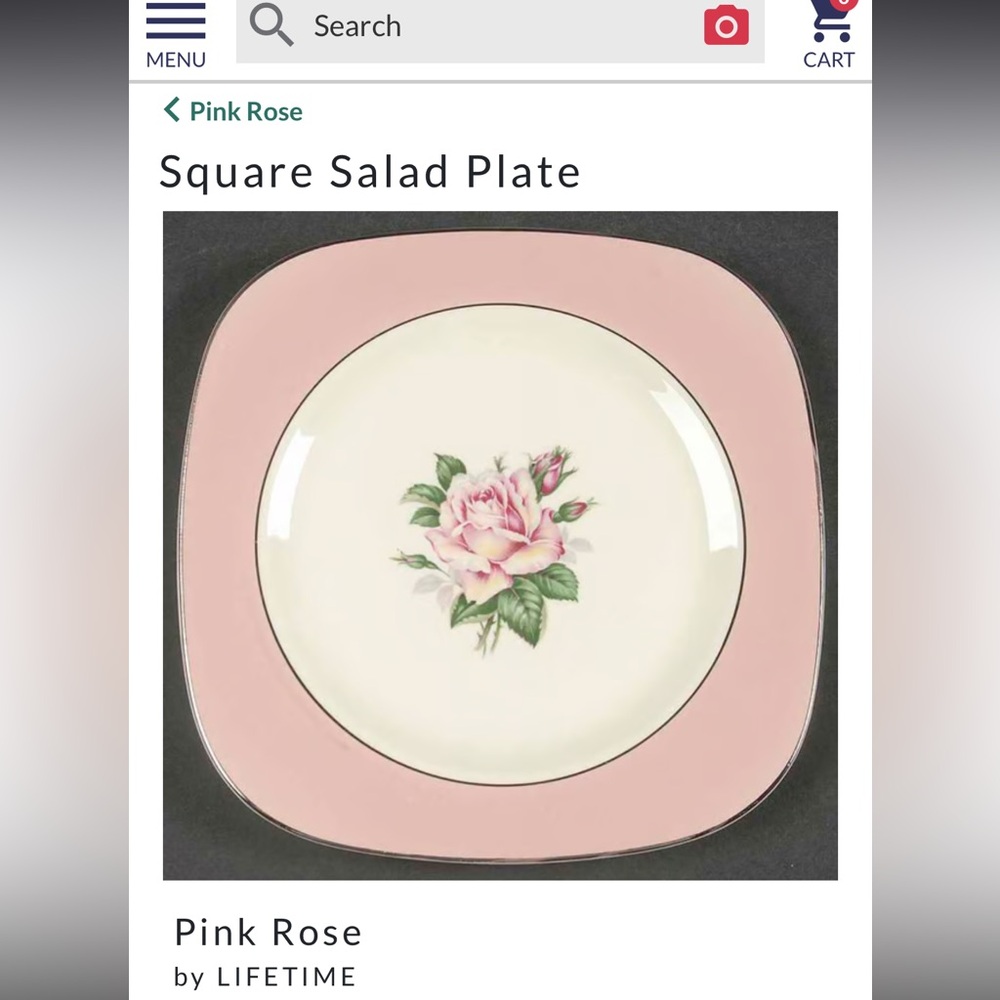 Pink Rose Floral Square Plates